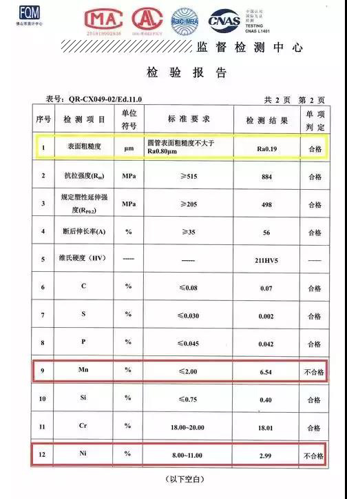 不銹鋼質檢報告